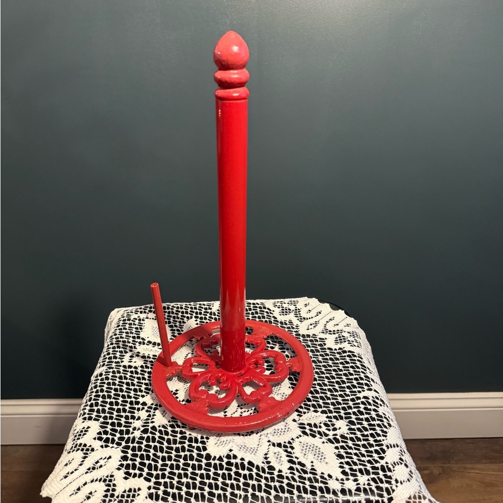 Red Metal Paper Towel Holder